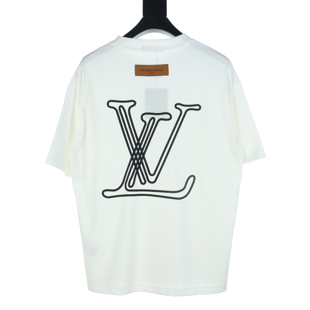 高仿LV*1AFR0027線條LOGOT恤白色
