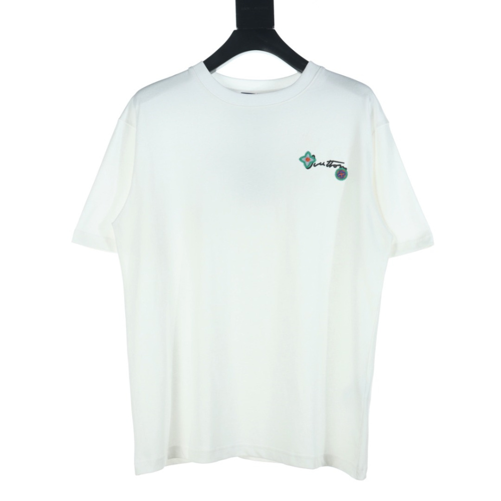 高仿LV*1AFR0041花卉刺繡T恤白色