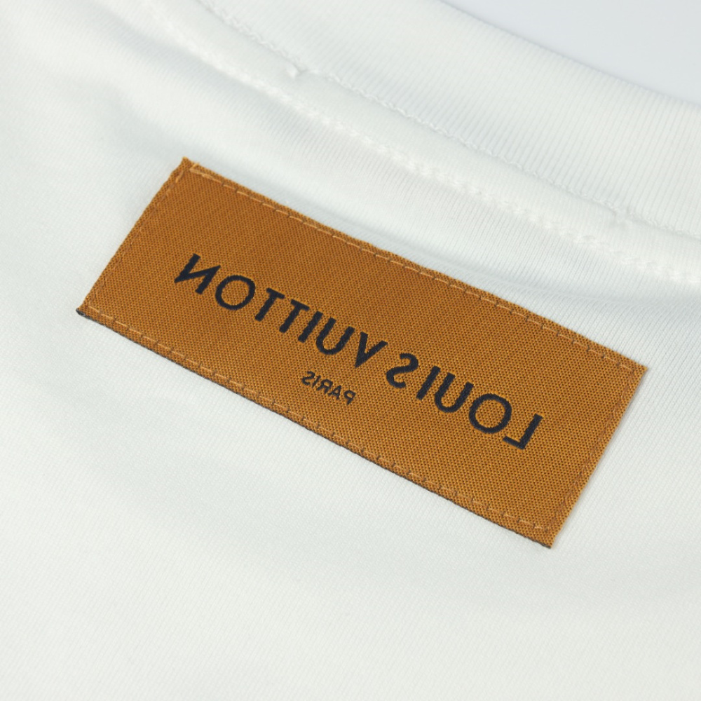 高仿LV*1AFR0039拖鞋麂皮貼佈T恤白色