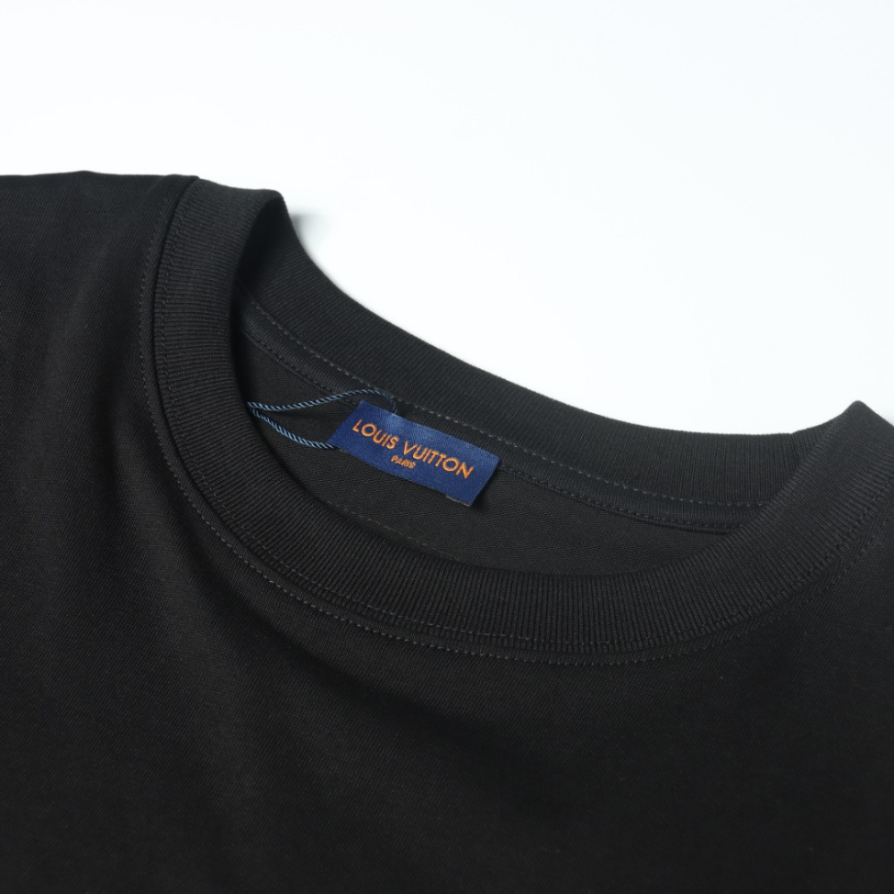 高仿LV*1AFR0042花卉刺繡T恤黑色
