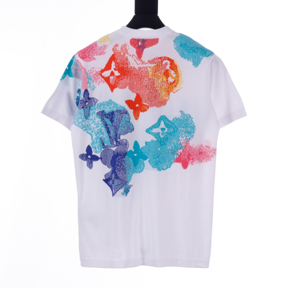 高仿LV*SS21系列1A8QWA水墨渲染刺繡T恤白色