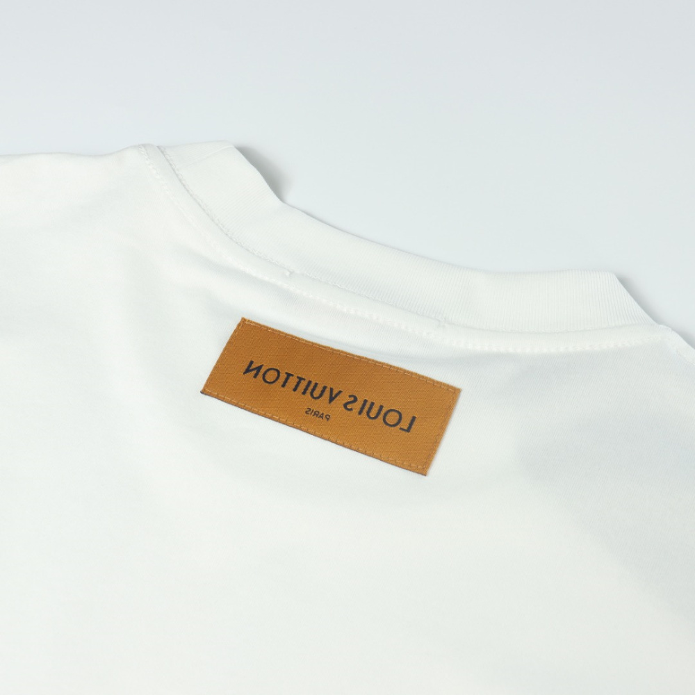 高仿LV*1AFR0039拖鞋麂皮貼佈T恤白色