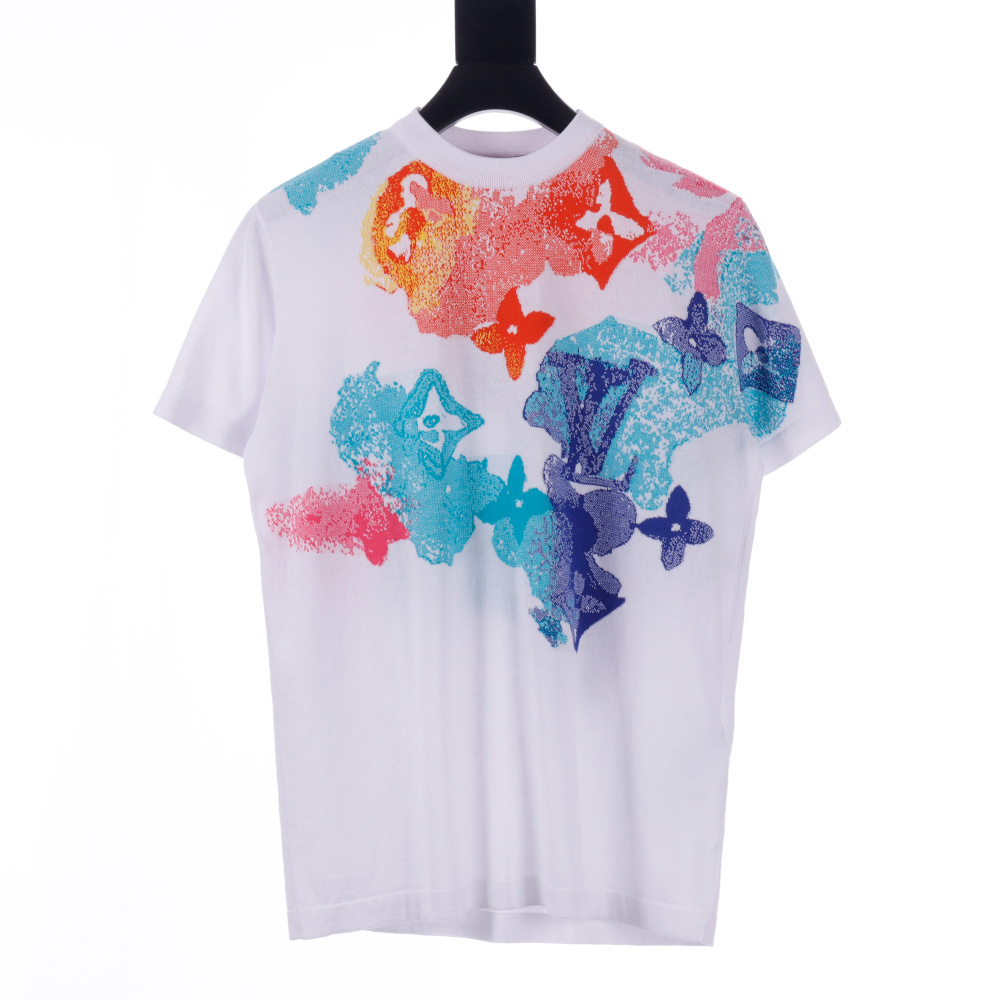 高仿LV*SS21系列1A8QWA水墨渲染刺繡T恤白色