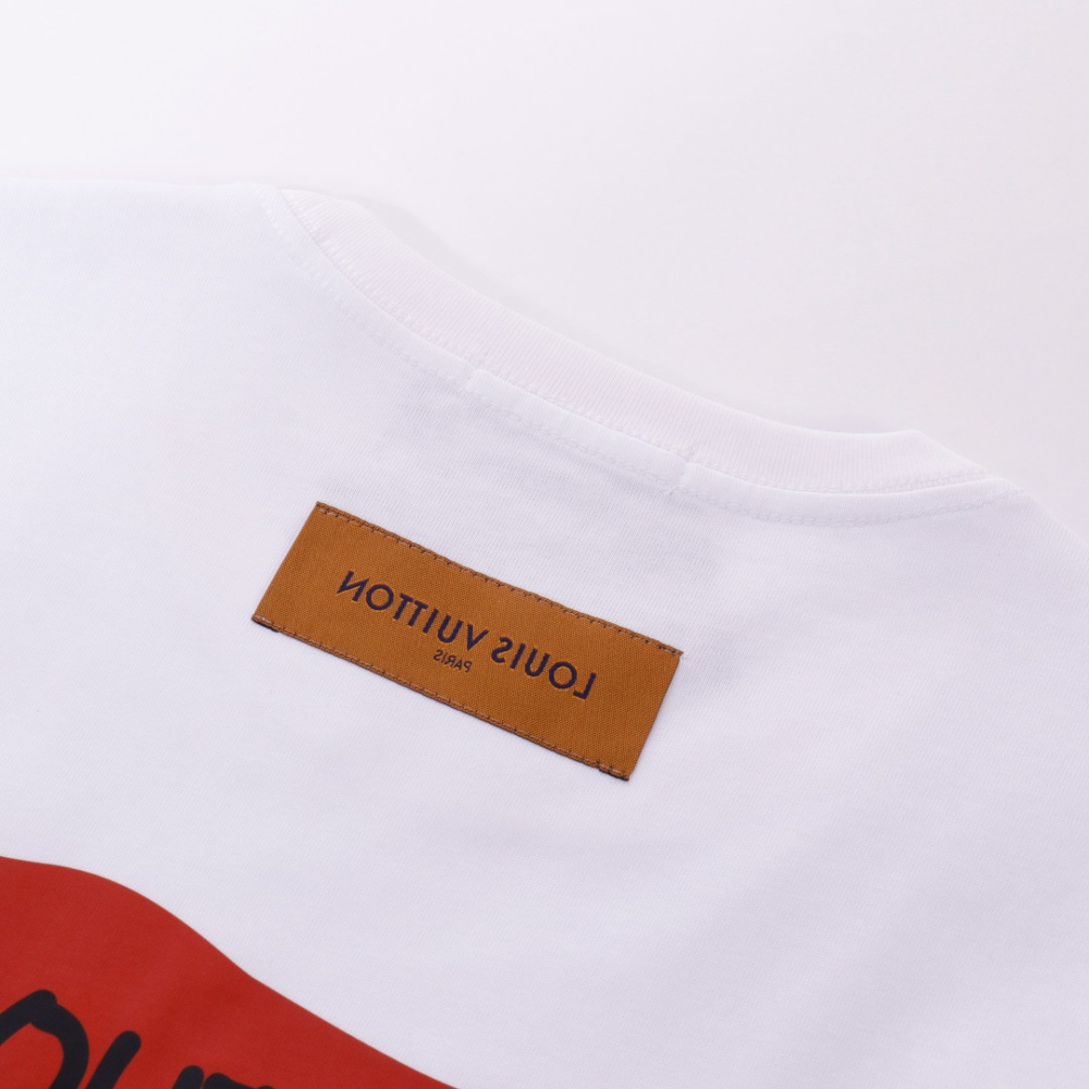 高仿LV*1AFR0034背後小花塗層T恤白色