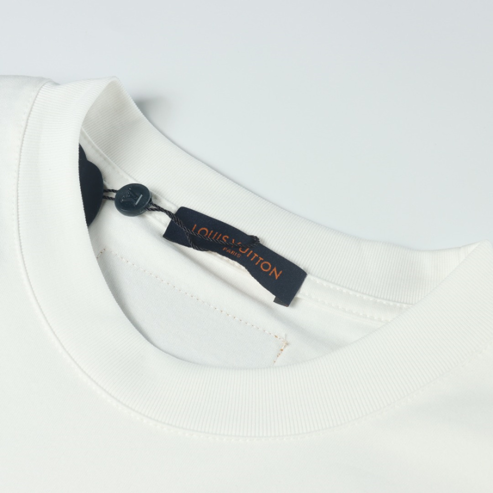 高仿LV*1AFR0039拖鞋麂皮貼佈T恤白色