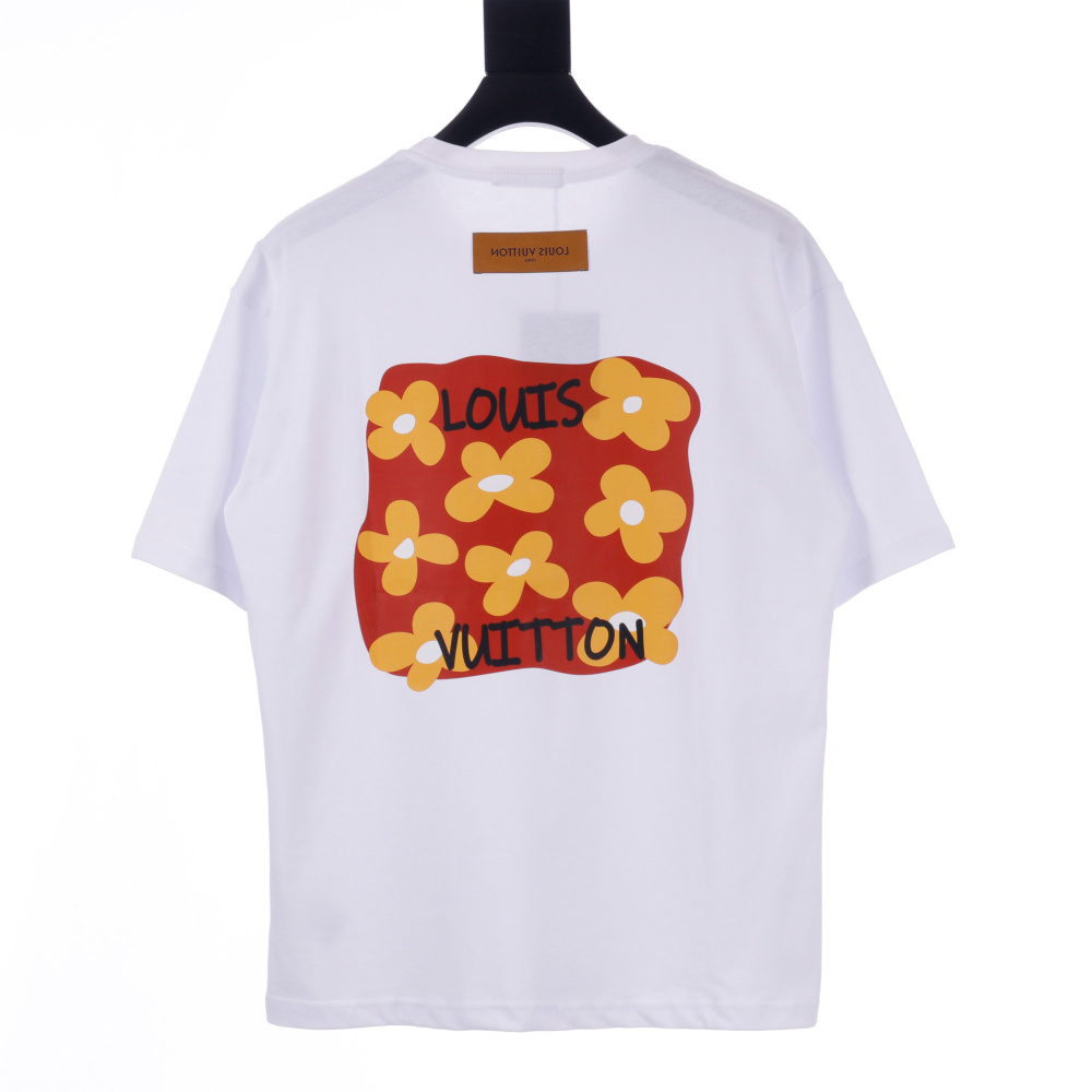 高仿LV*1AFR0034背後小花塗層T恤白色