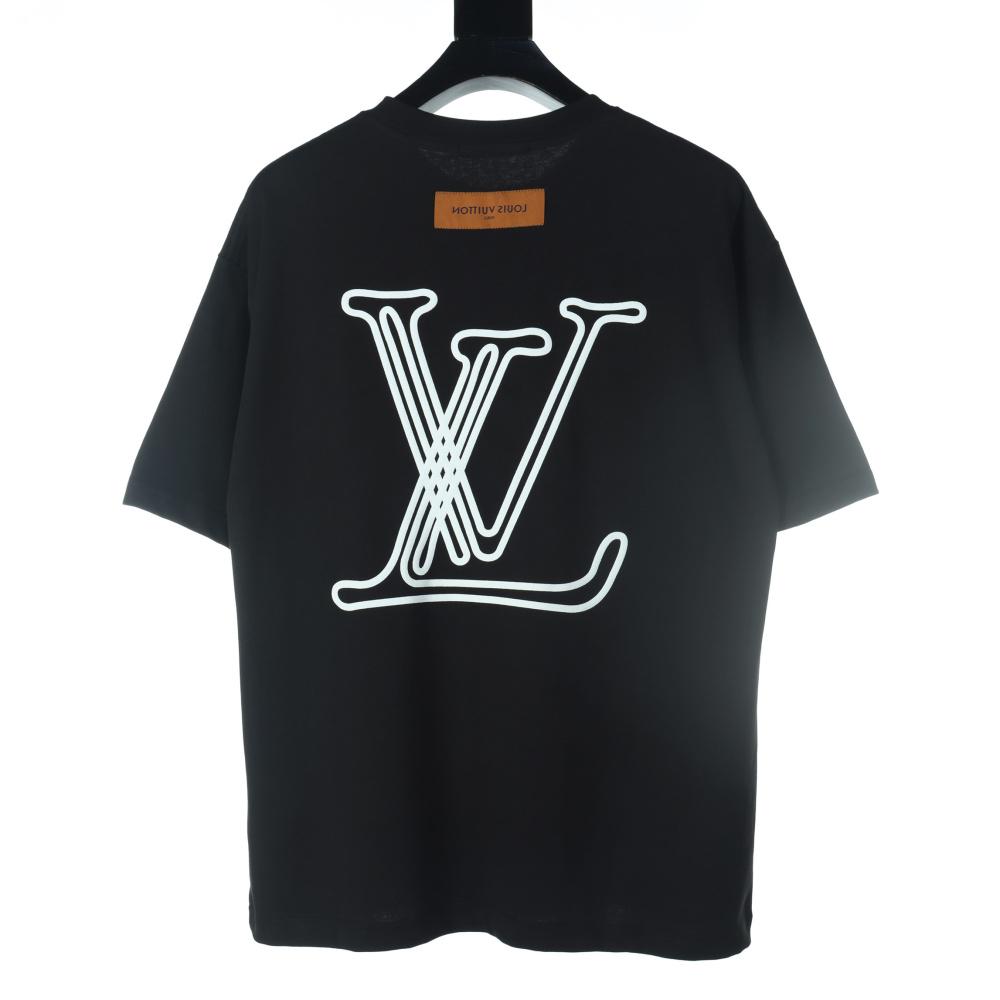 高仿LV*1AFR0027線條LOGOT恤黑色