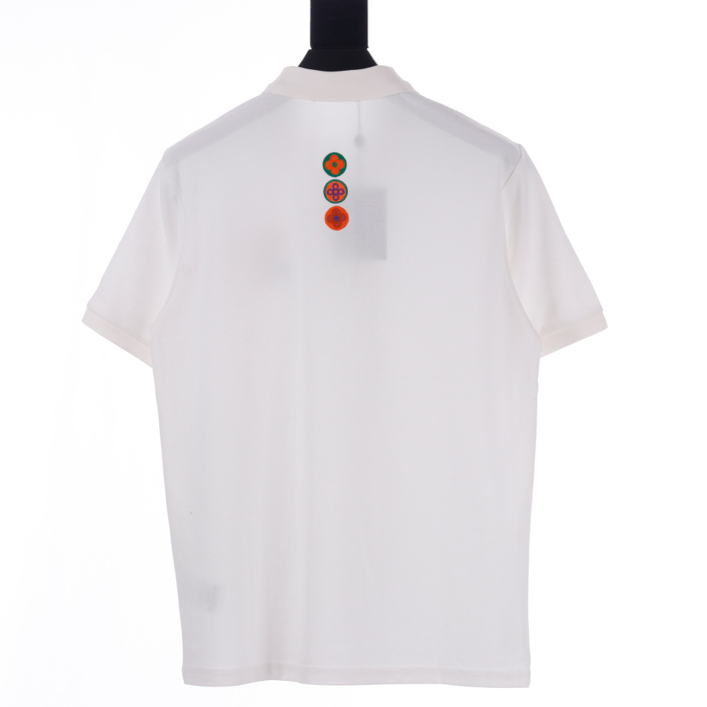 高仿LV*SS23系列1AFR006彩標刺繡POLO衫白色
