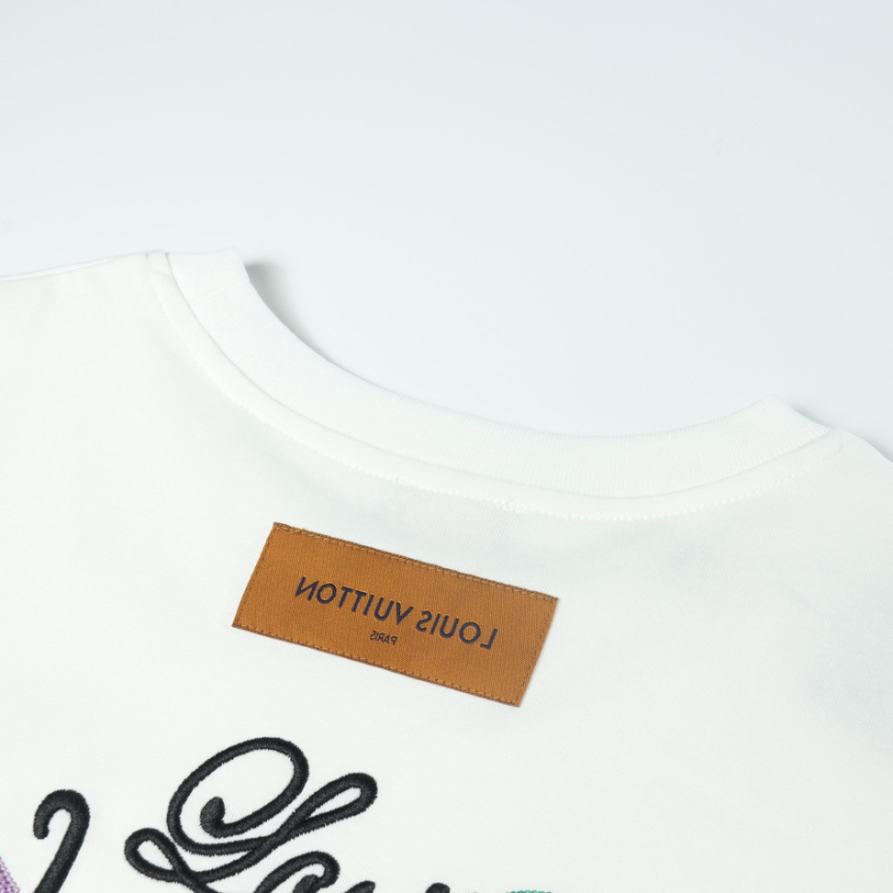 高仿LV*1AFR0041花卉刺繡T恤白色