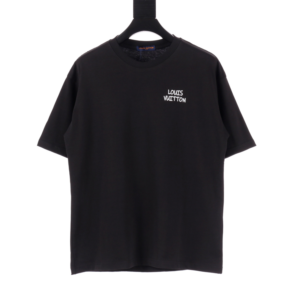 高仿LV*1AFR0035背後小花塗層T恤黑色