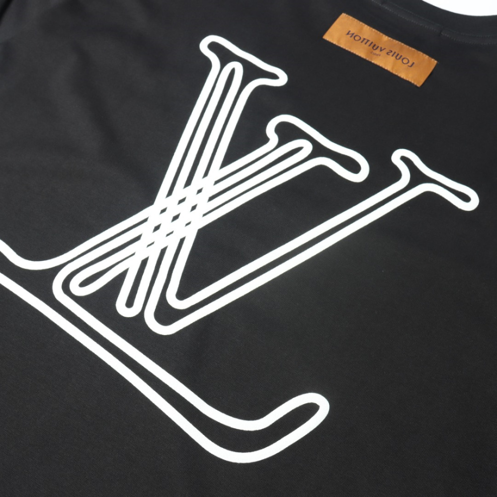 高仿LV*1AFR0027線條LOGOT恤黑色