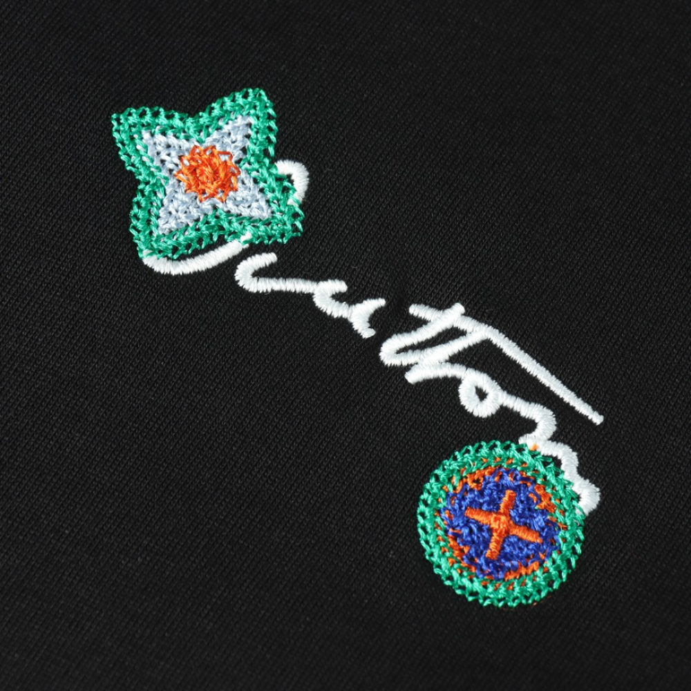 高仿LV*1AFR0042花卉刺繡T恤黑色
