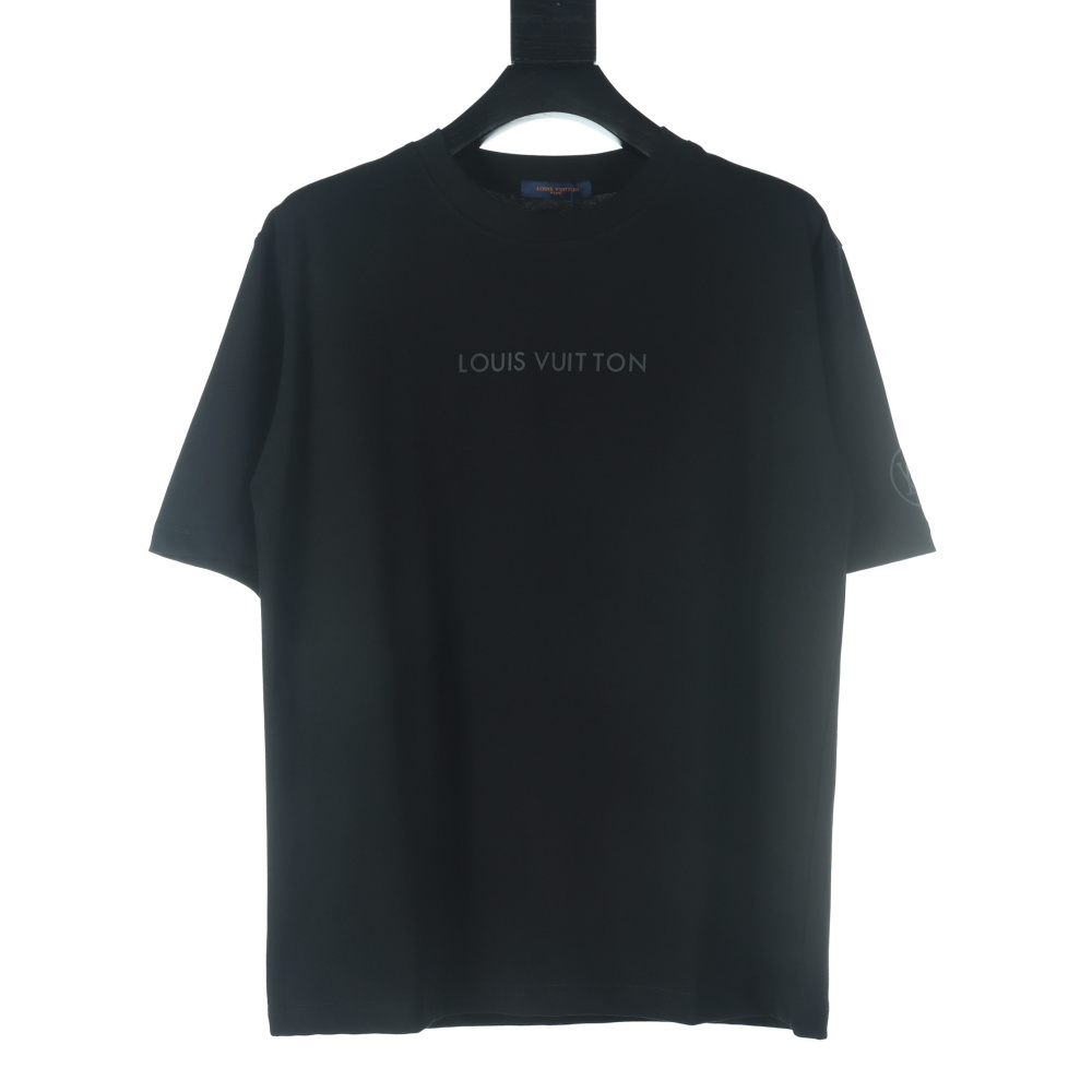 高仿LV*1AFR0047壓膠字母短袖T恤黑色