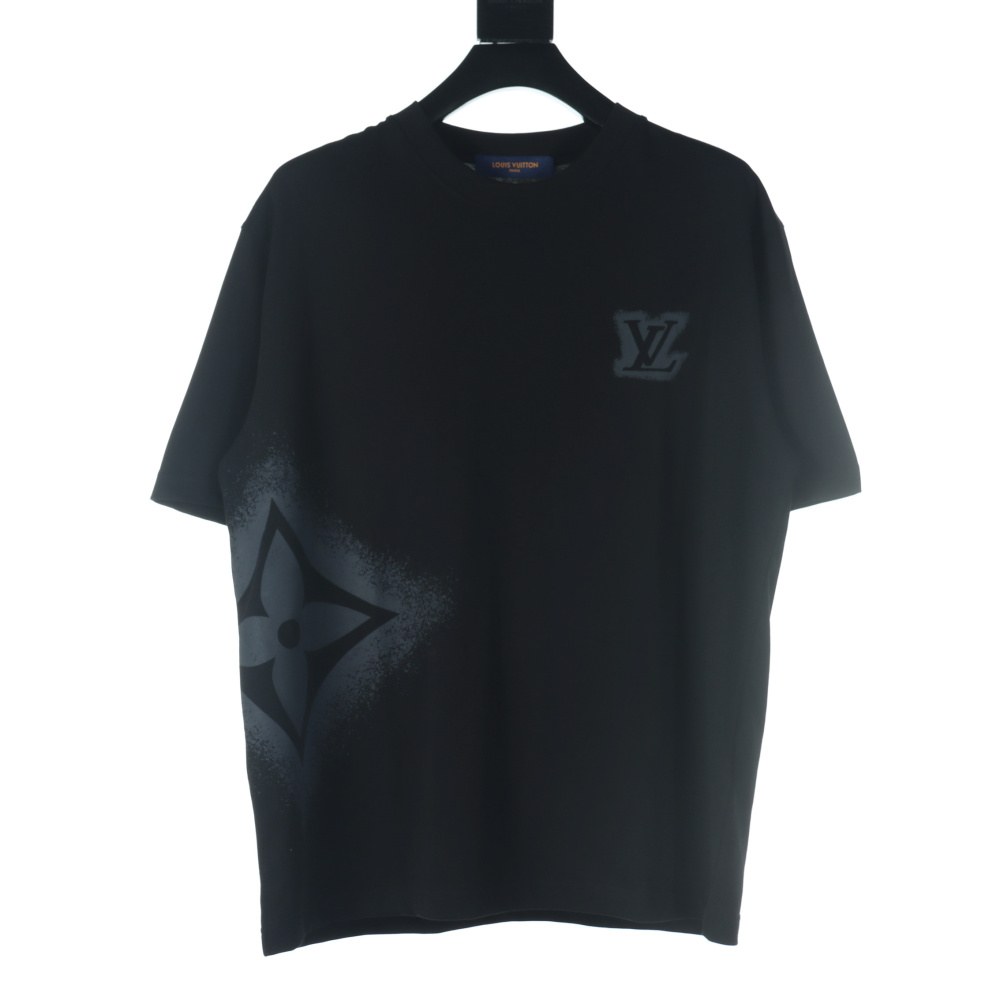 高仿LV*1AFR0051碎墨LOGO短袖T恤黑色