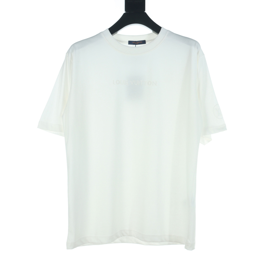 高仿LV*1AFR0045壓膠字母短袖T恤白色