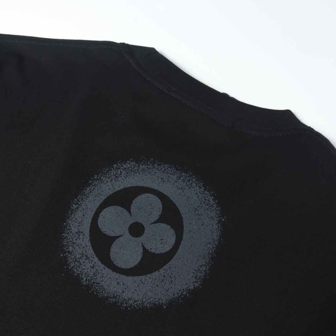 高仿LV*1AFR0051碎墨LOGO短袖T恤黑色