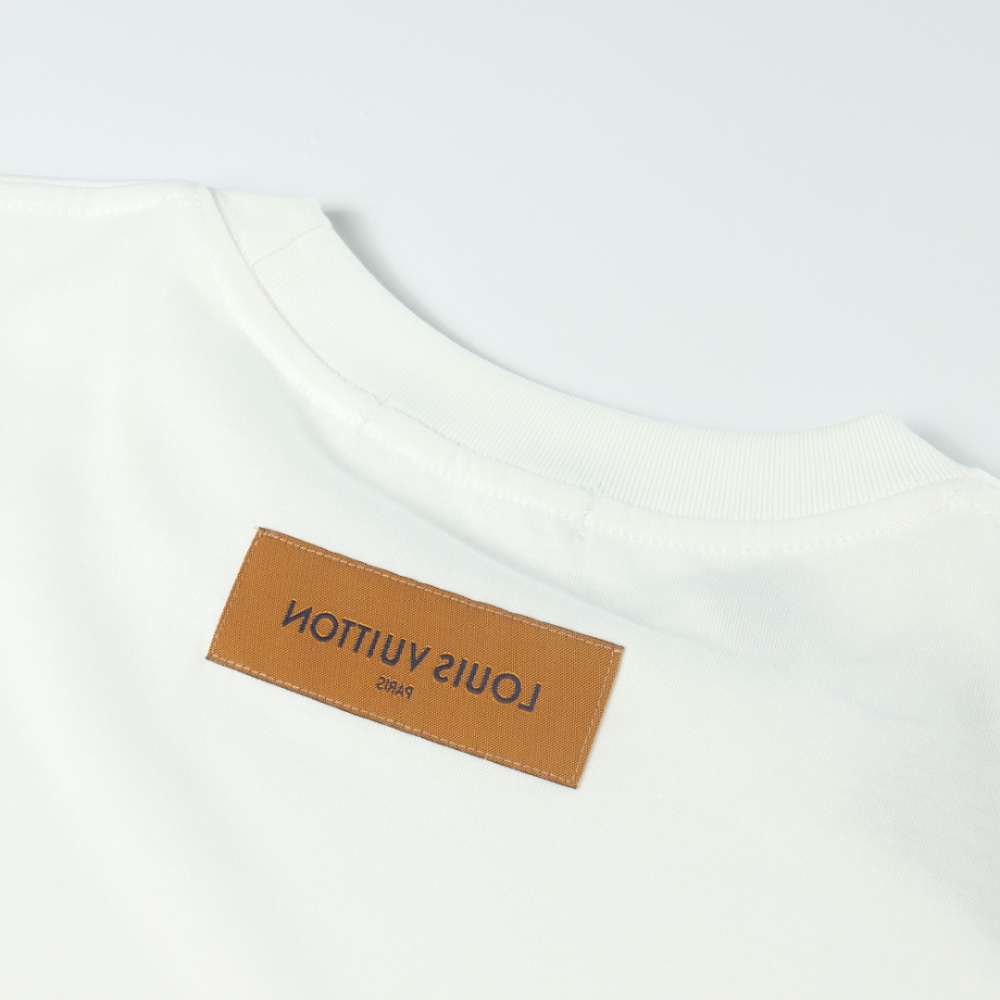 高仿LV*1AFR0045壓膠字母短袖T恤白色