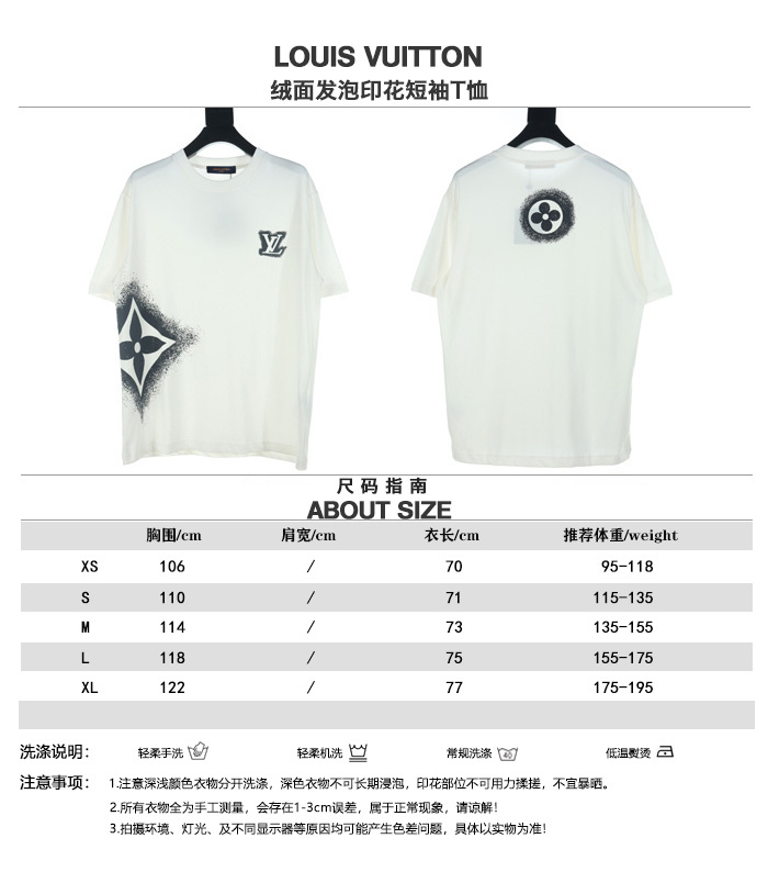 高仿LV*1AFR0050碎墨LOGO短袖T恤白色