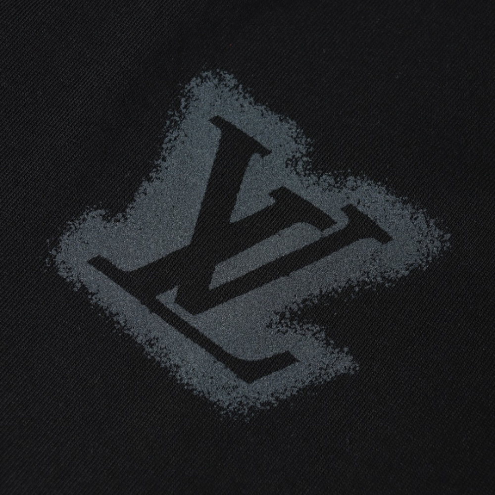 高仿LV*1AFR0051碎墨LOGO短袖T恤黑色