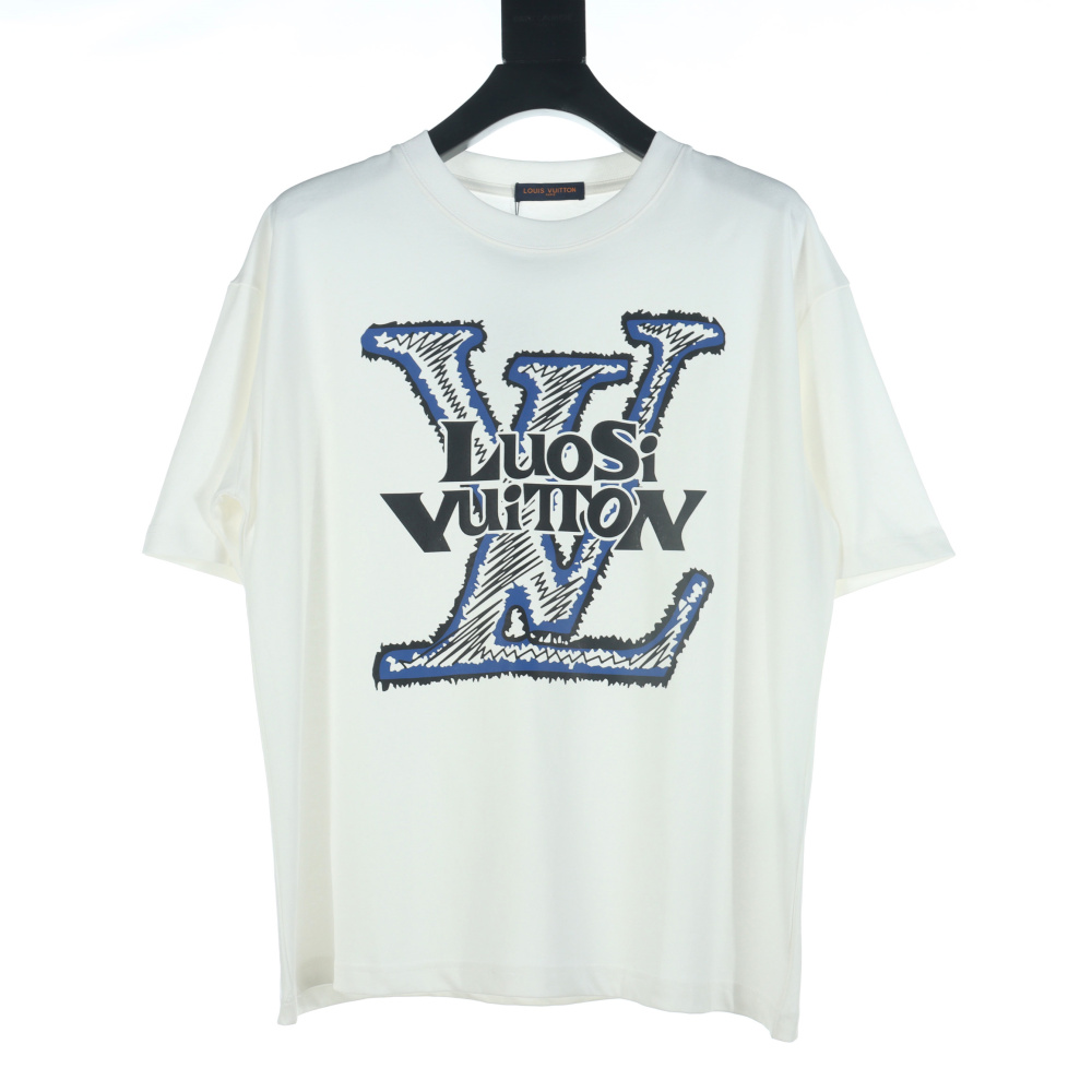 高仿LV*1AFR0048塗層LOGO短袖T恤白色