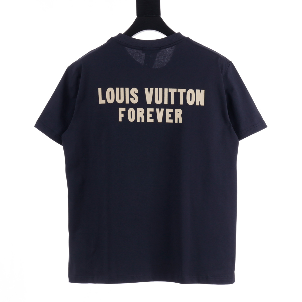 高仿LV*1AFR0058倒立字母印花短袖T恤黑色