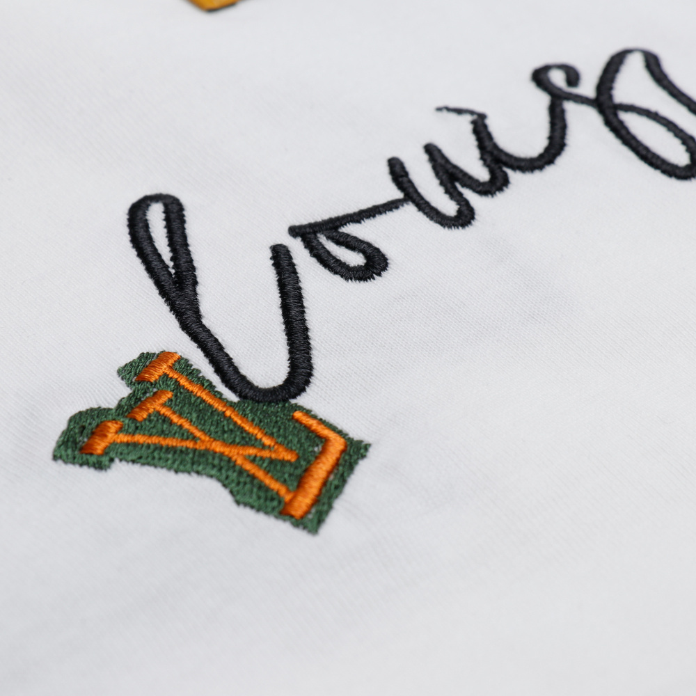 高仿LV*1AFR0059花朵字母刺繡短袖T恤白色