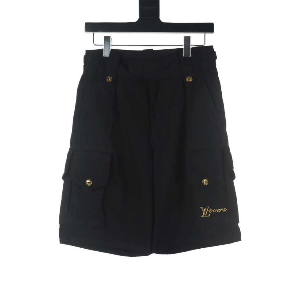 高仿LV*SS24系列1AFR0063金標LOGO工裝褲黑色