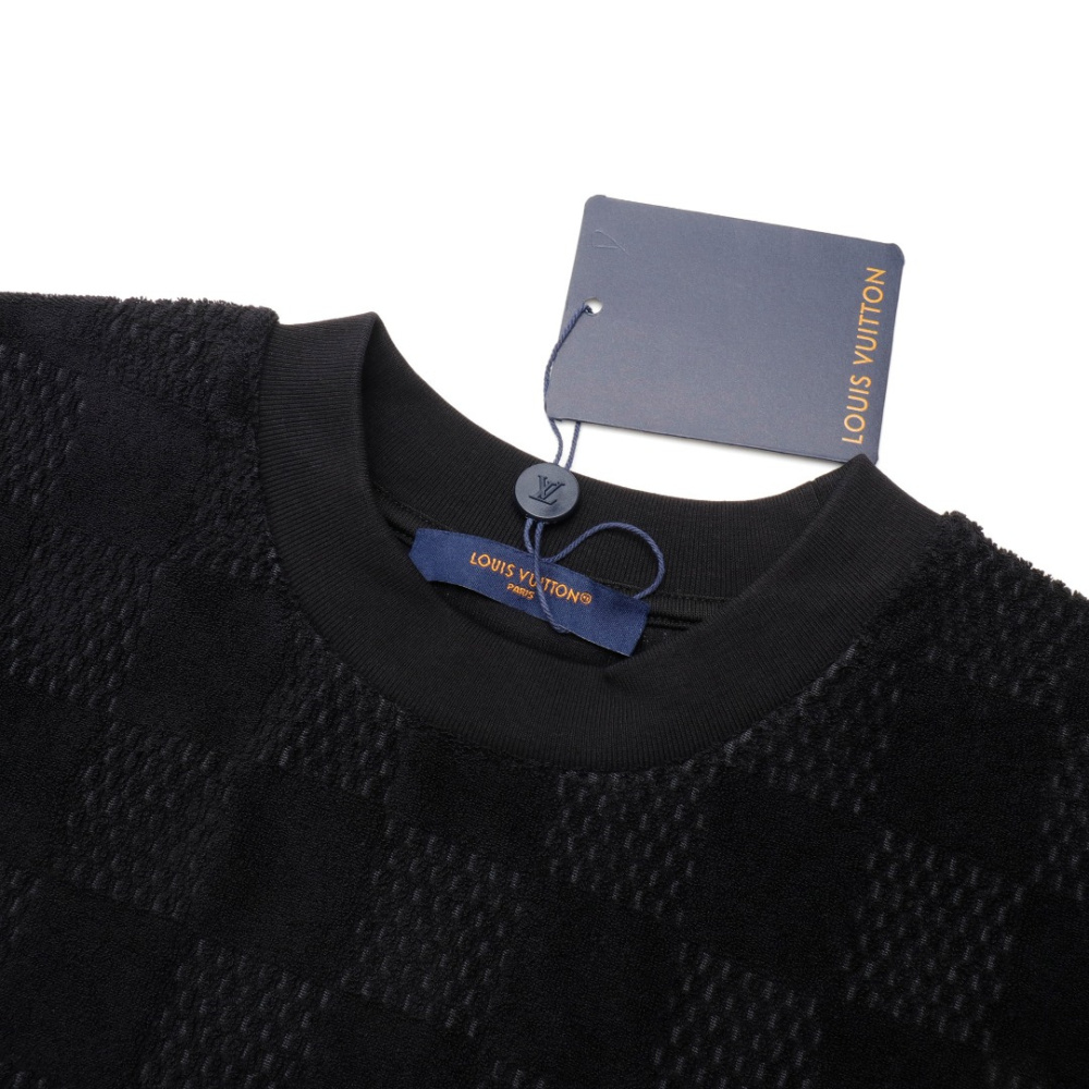 高仿LV*1AFR0056棋盤格短袖T恤黑色