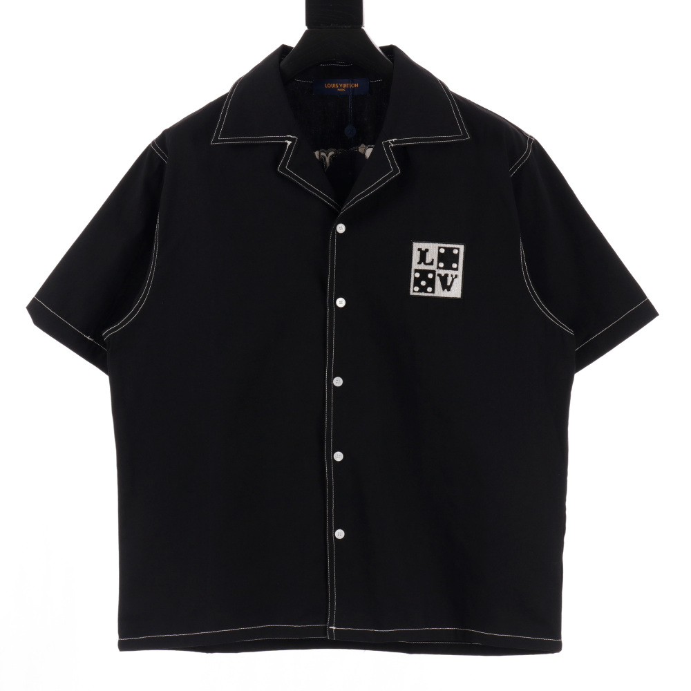 高仿LV*FW24系列1AFWTU字母刺繡襯衫黑色