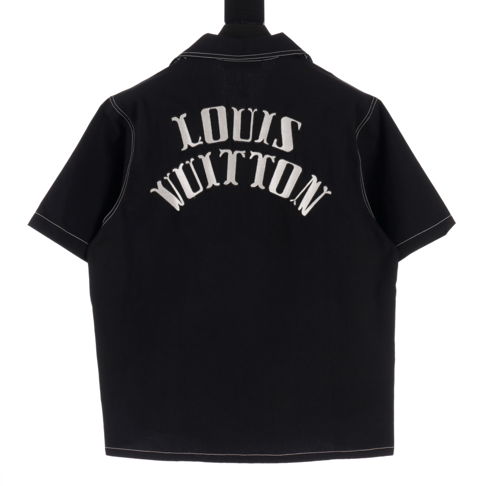 高仿LV*FW24系列1AFWTU字母刺繡襯衫黑色