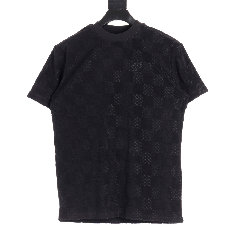 高仿LV*1AFR0056棋盤格短袖T恤黑色