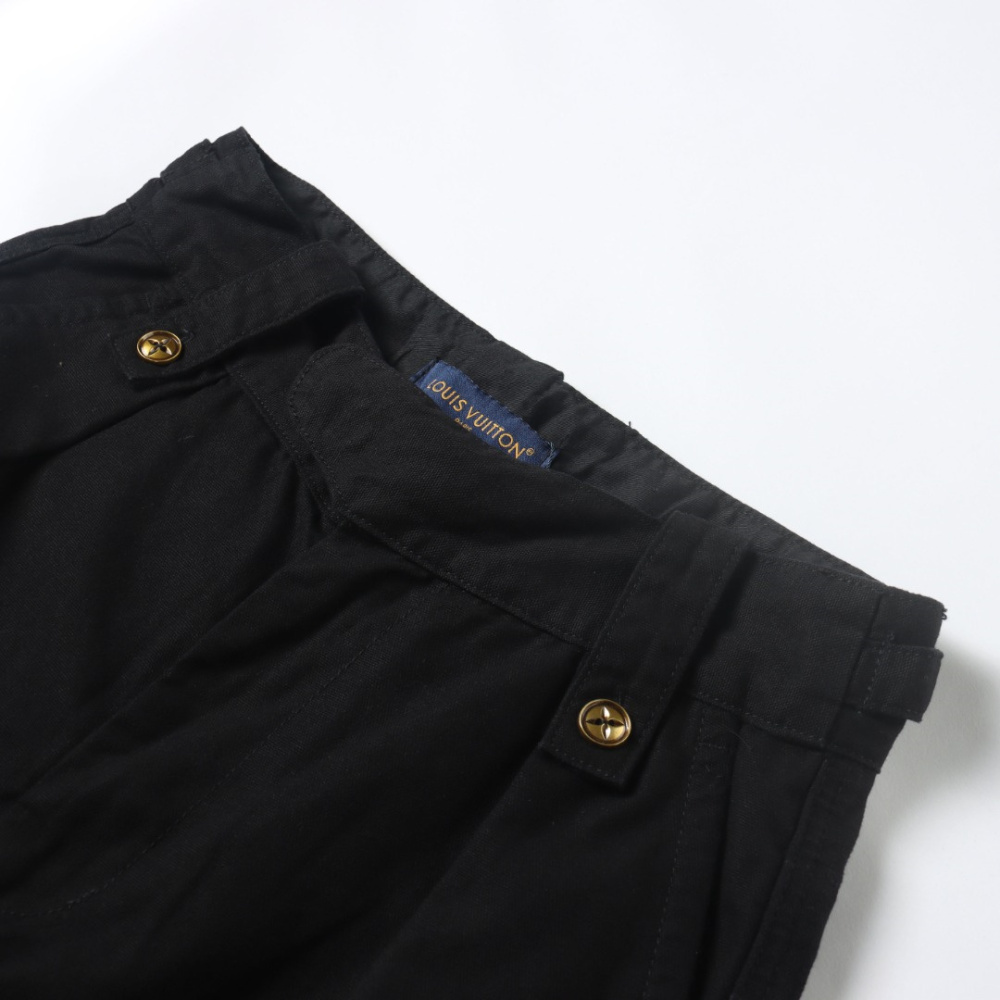 高仿LV*SS24系列1AFR0063金標LOGO工裝褲黑色