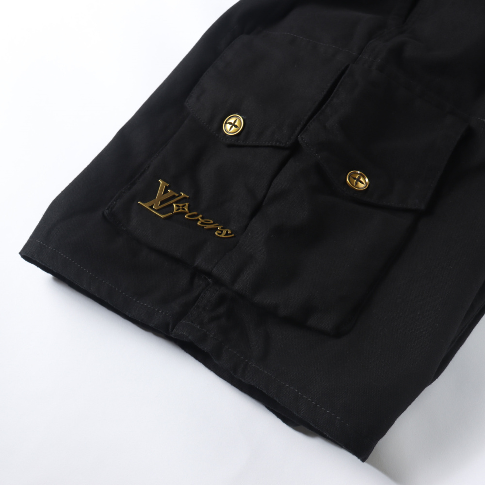 高仿LV*SS24系列1AFR0063金標LOGO工裝褲黑色