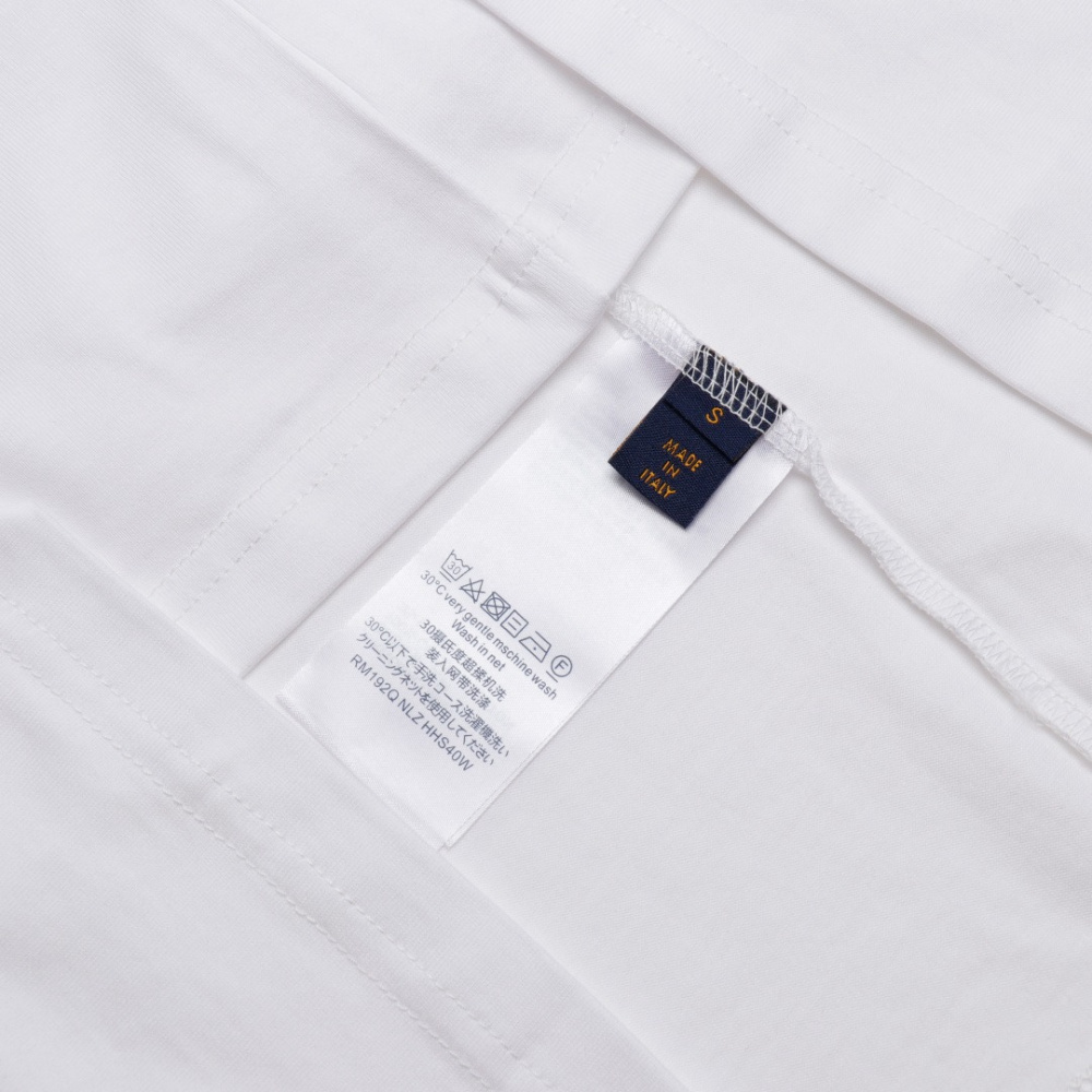 高仿LV*1AFR0057倒立字母印花短袖T恤白色