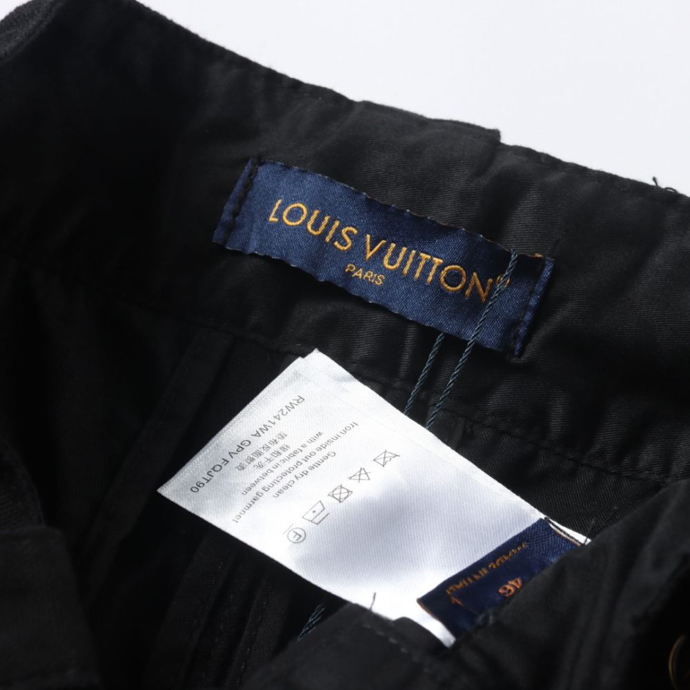 高仿LV*SS24系列1AFR0063金標LOGO工裝褲黑色