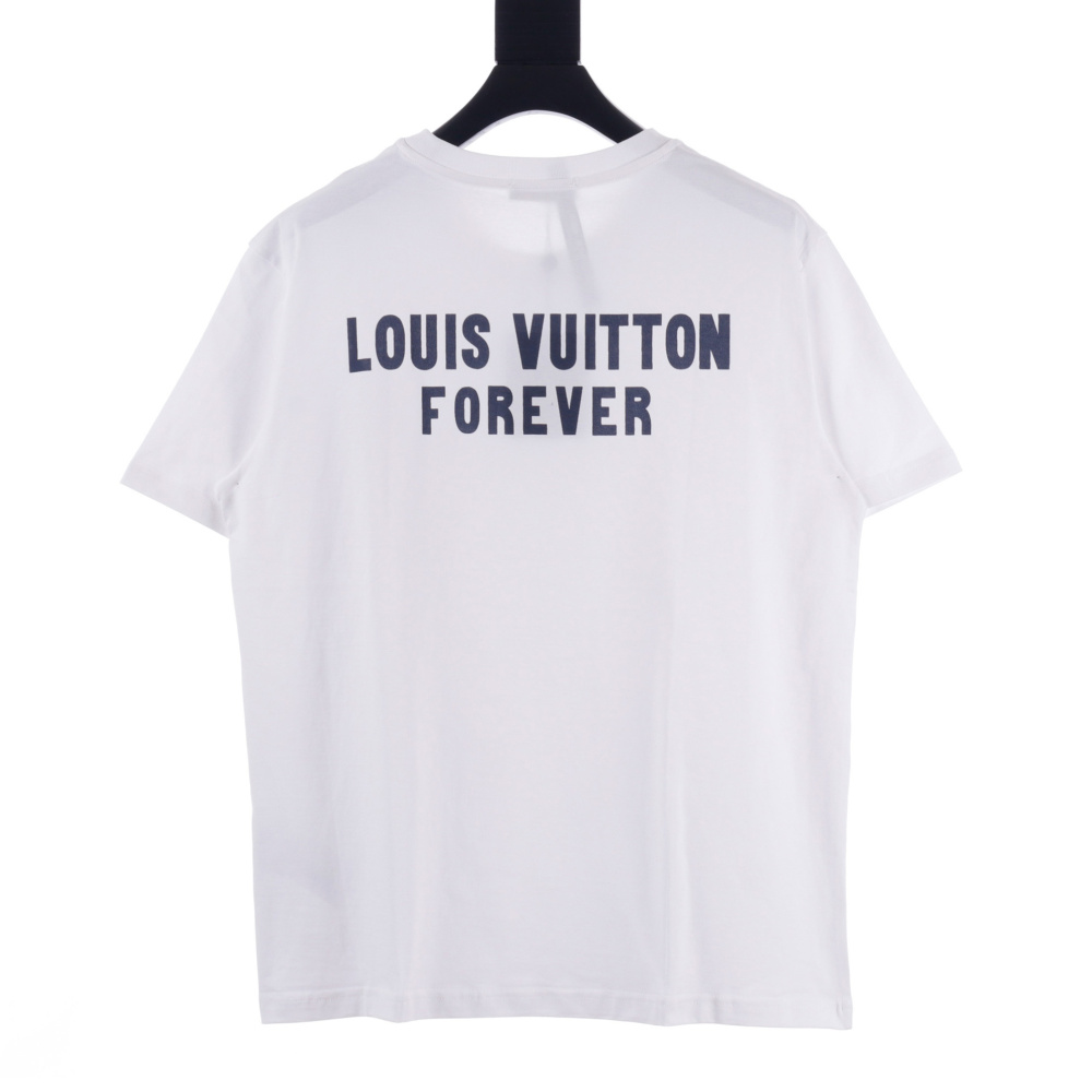 高仿LV*1AFR0057倒立字母印花短袖T恤白色