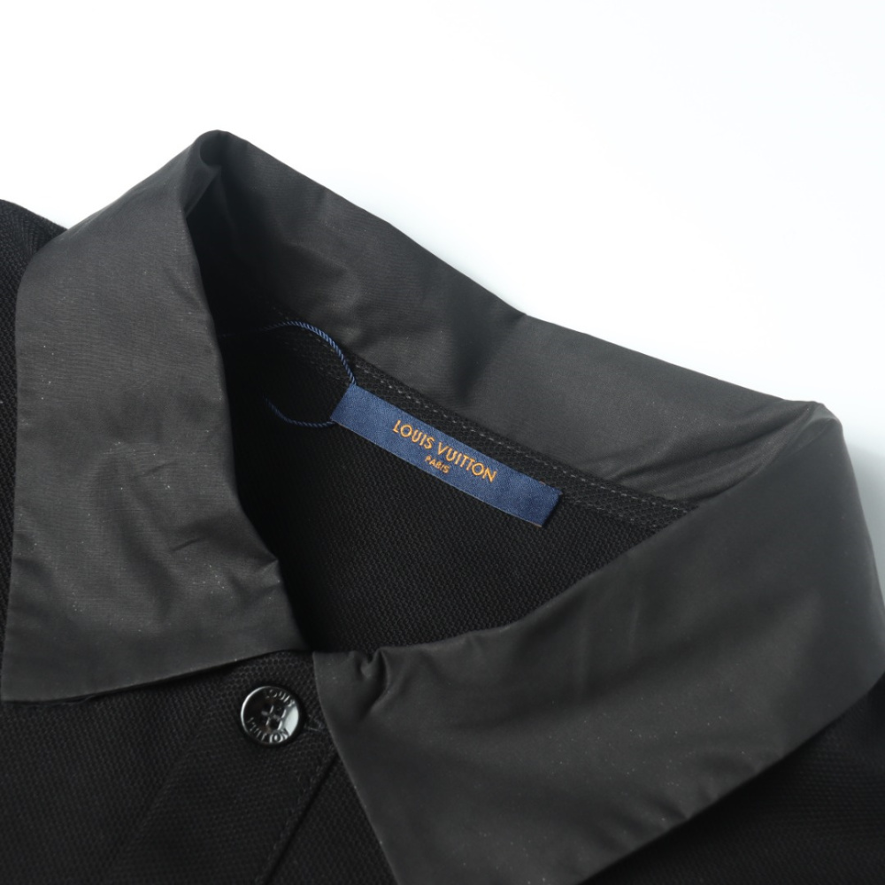 高仿LV*1AFR0070刺繡貼飾POLO衫黑色