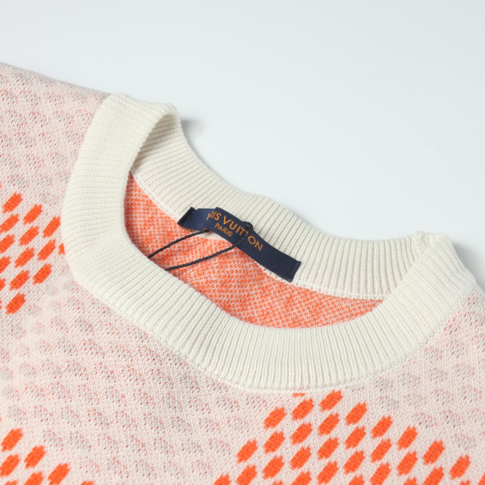 高仿LV*SS24系列1AFIXX棋盤格短袖橙紅色