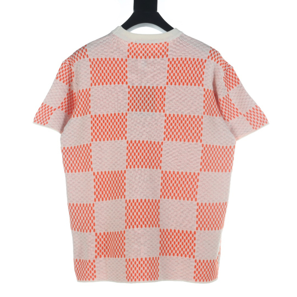 高仿LV*SS24系列1AFIXX棋盤格短袖橙紅色
