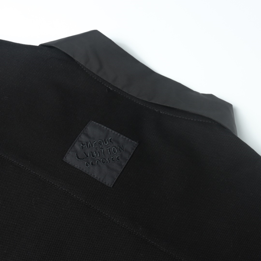 高仿LV*1AFR0070刺繡貼飾POLO衫黑色