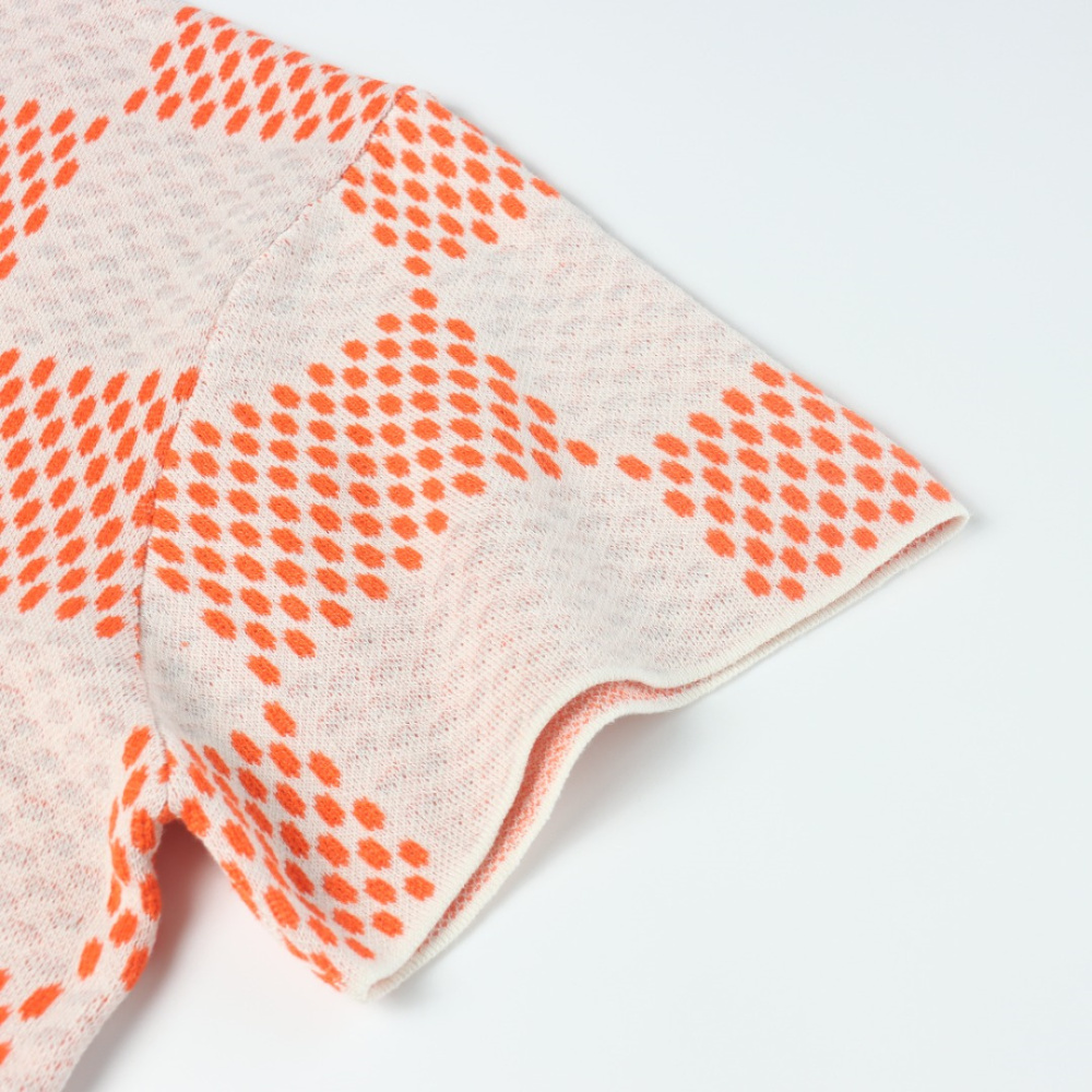 高仿LV*SS24系列1AFIXX棋盤格短袖橙紅色