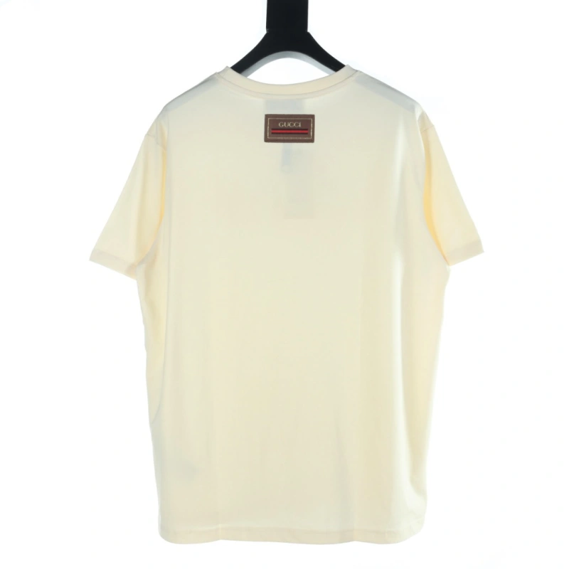 高仿Gucci*437809玫瑰金刺繡T恤米色