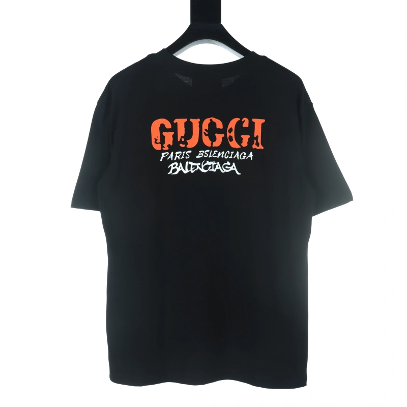 高仿Gucci*Balenciaga聯名款短袖T恤米色