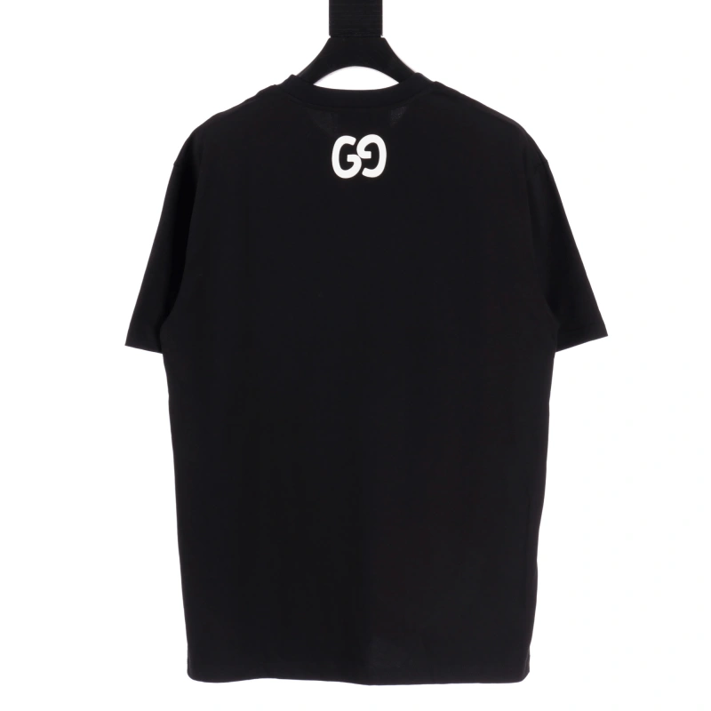 高仿Gucci*710920塗鴉字母印花短袖T恤黑色