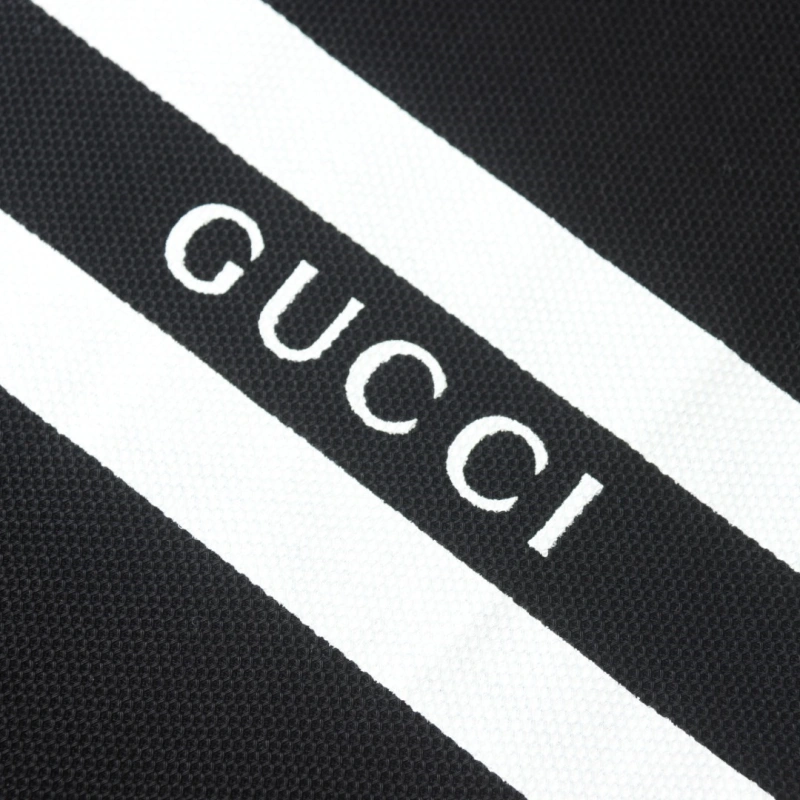 高仿Gucci*SS24系列788016條紋休閒POLO衫黑色