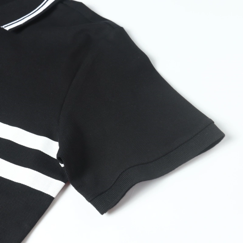 高仿Gucci*SS24系列788016條紋休閒POLO衫黑色