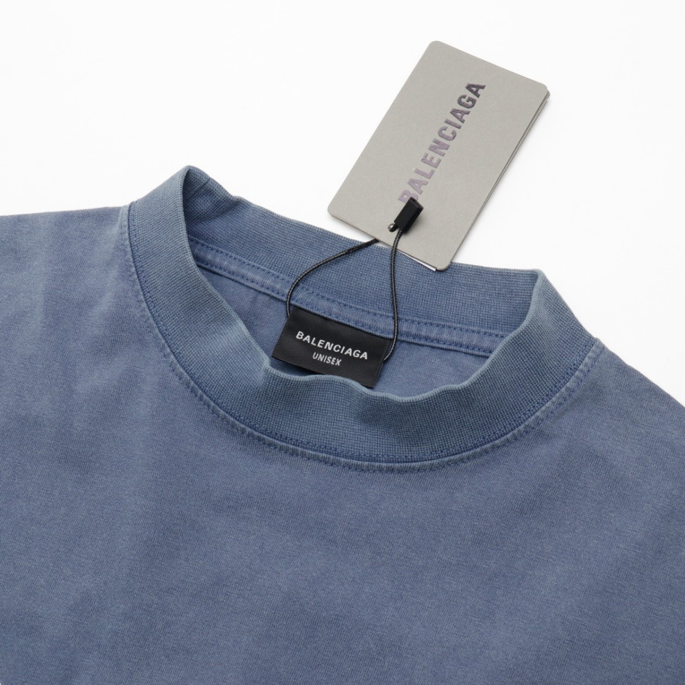 高仿Balenciaga*FW24系列787349霧霾藍Paris短袖T恤