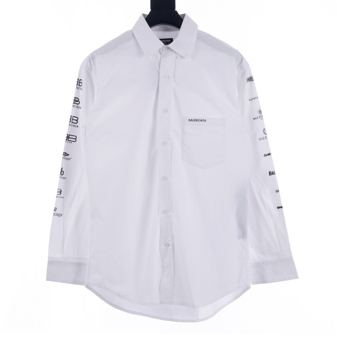 高仿Balenciaga*SS24系列725377歷代LOGO襯衫白色