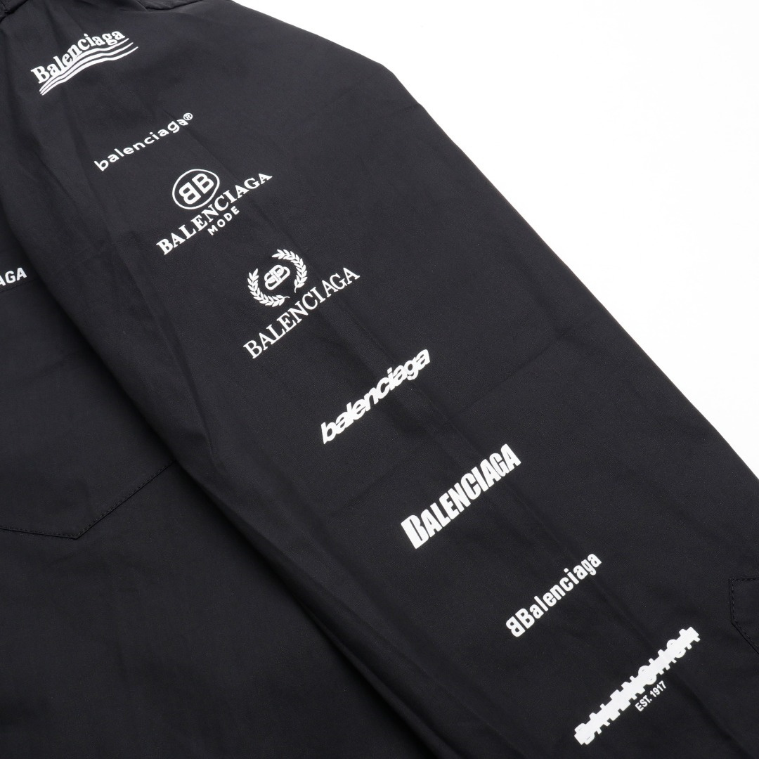 高仿Balenciaga*SS24系列725377歷代LOGO襯衫黑色