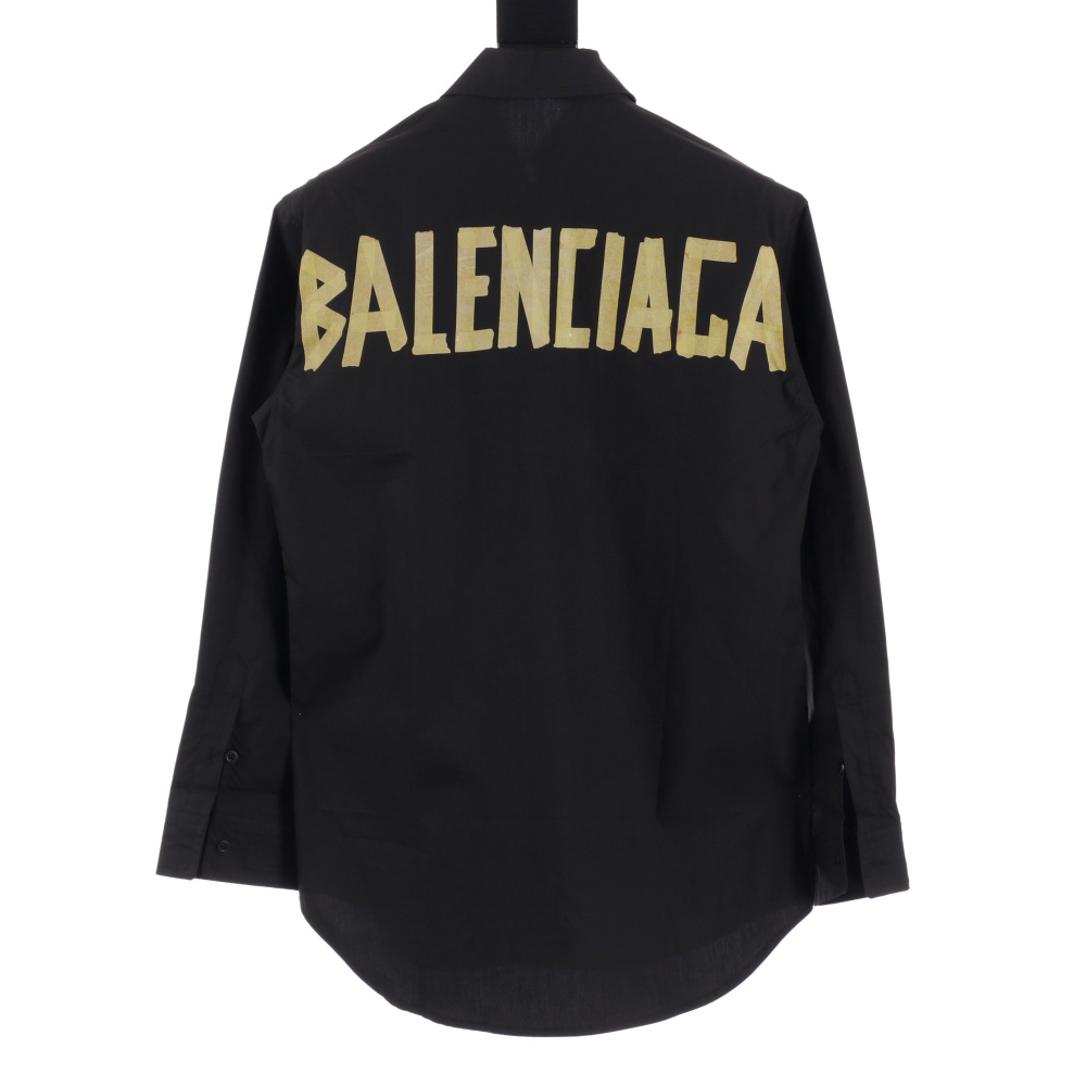 高仿Balenciaga*FW24系列663030背後字母襯衫黑色